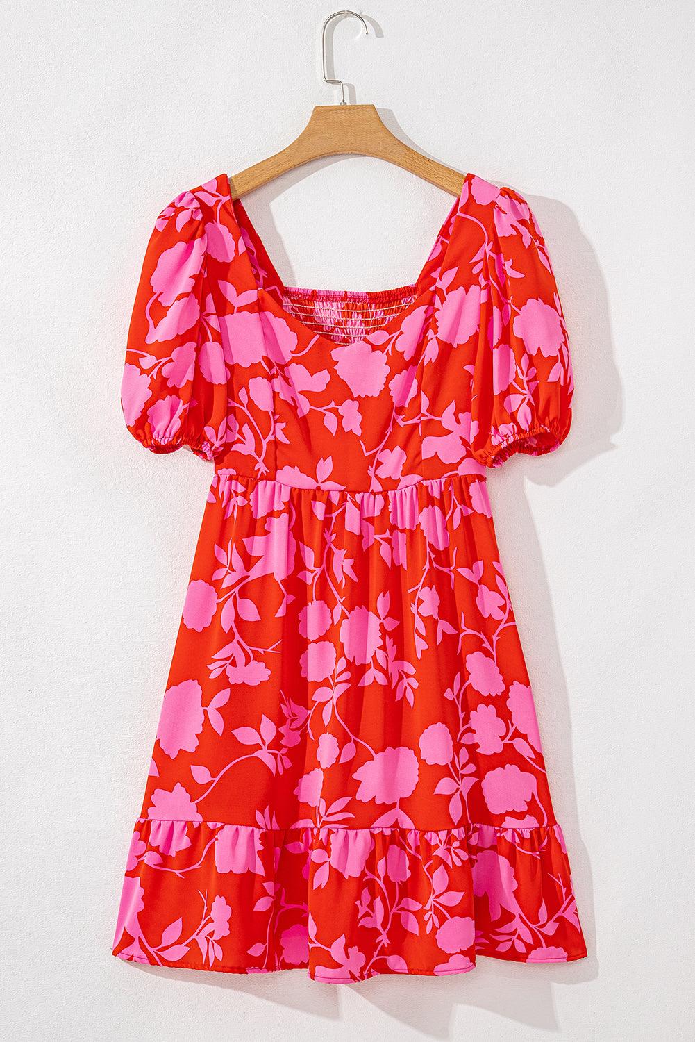 Mini Jurk met Bloemenprint en Ruches - Floral Dresses - Jurkjes.co