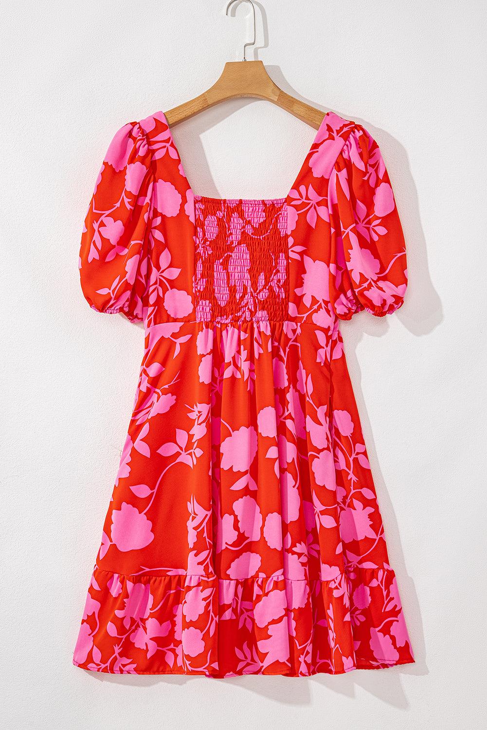 Mini Jurk met Bloemenprint en Ruches - Floral Dresses - Jurkjes.co