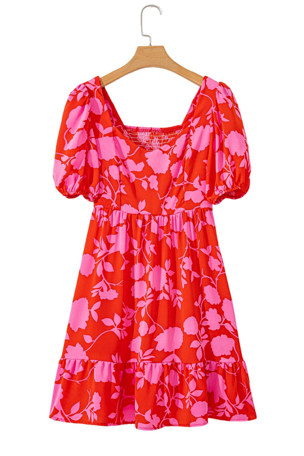 Mini Jurk met Bloemenprint en Ruches - Floral Dresses - Jurkjes.co