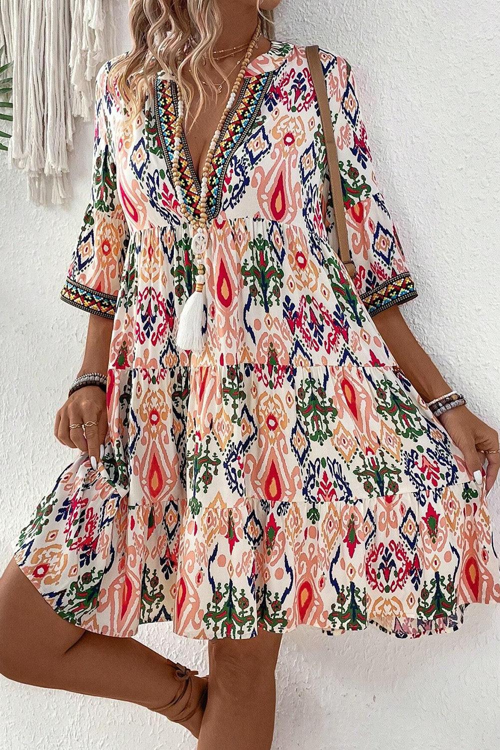 Mini Jurk met Bohemian Print - Mini Dresses - Jurkjes.co