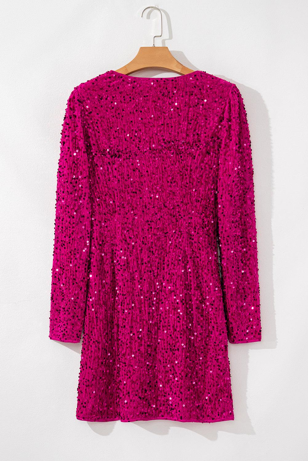 Mini Jurk met Pailletten en V-hals - Sequin Dresses - Jurkjes.co