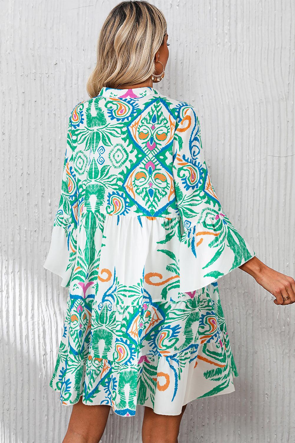 Mini Jurk met Tribal Print en Knopen - Mini Dresses - Jurkjes.co