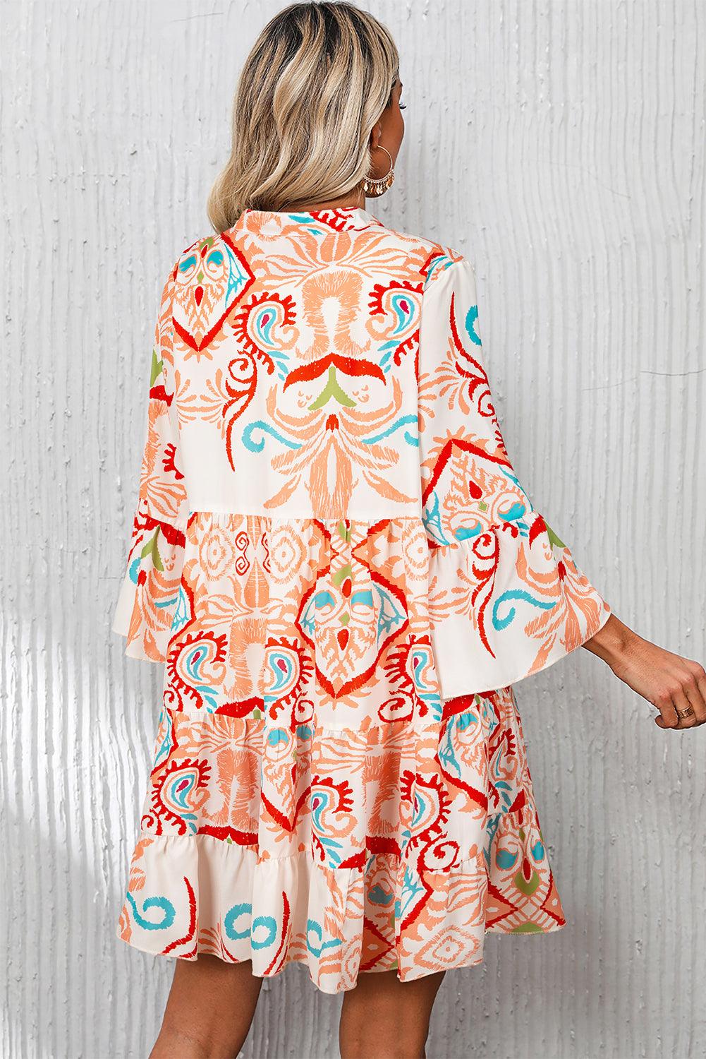 Mini Jurk met Tribal Print en Knopen - Mini Dresses - Jurkjes.co