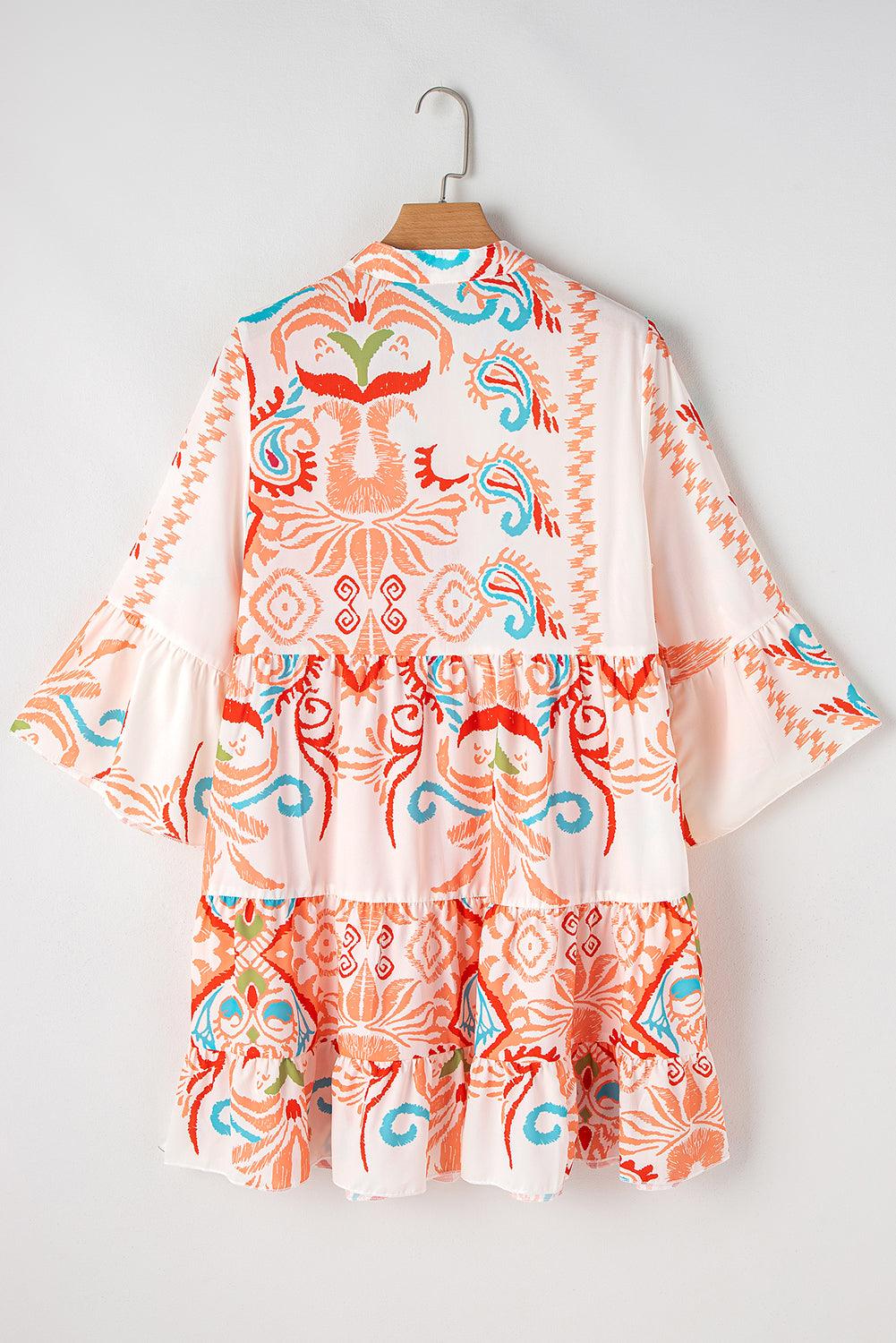 Mini Jurk met Tribal Print en Knopen - Mini Dresses - Jurkjes.co