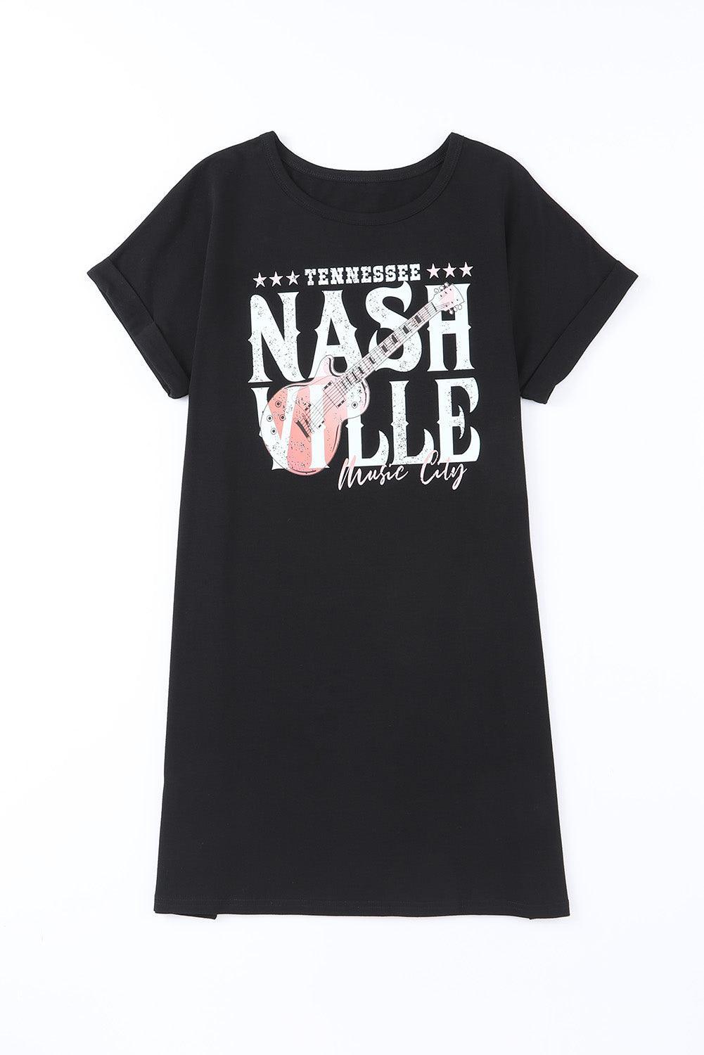 Nashville Muziekfestival T-Shirt Jurk - T Shirt Dresses - Jurkjes.co