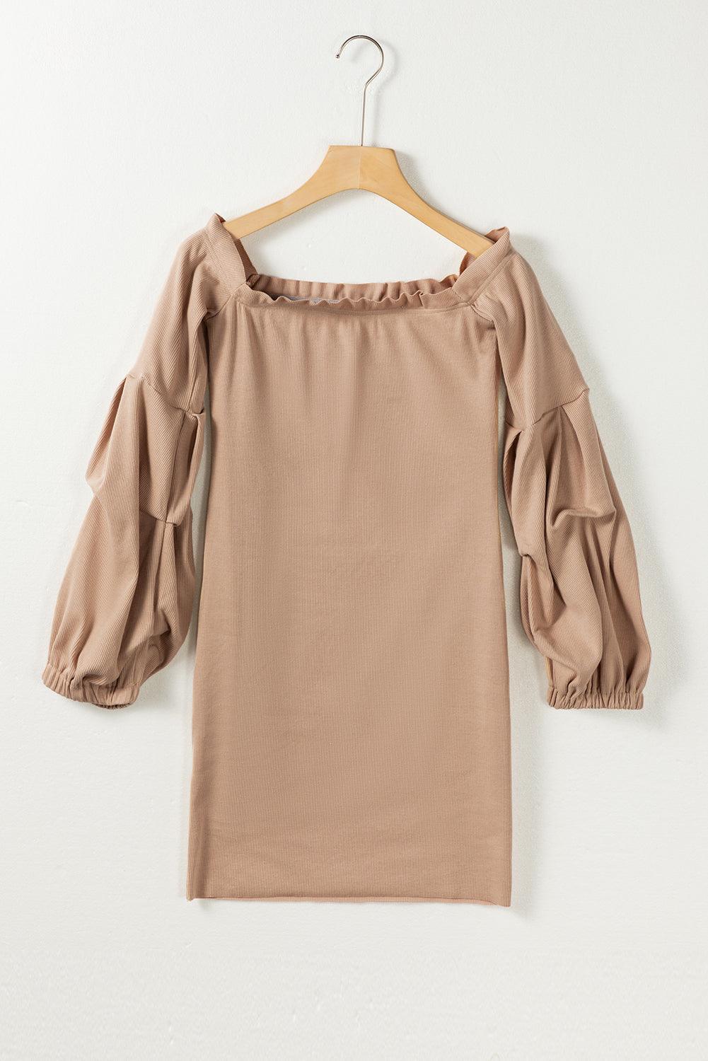 Off-Shoulder Ribgebreide Trui Jurk - Sweater Dresses - Jurkjes.co