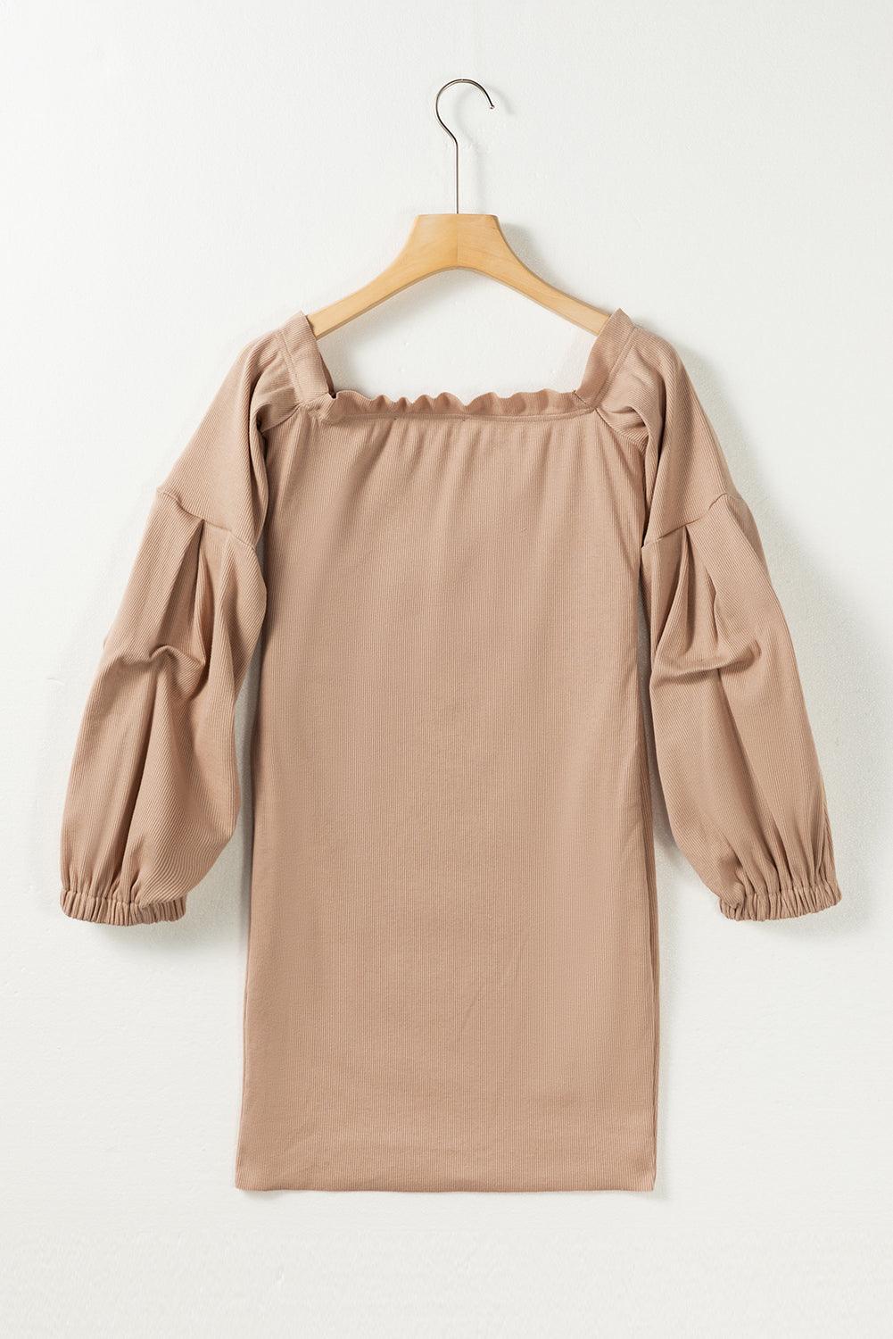 Off-Shoulder Ribgebreide Trui Jurk - Sweater Dresses - Jurkjes.co