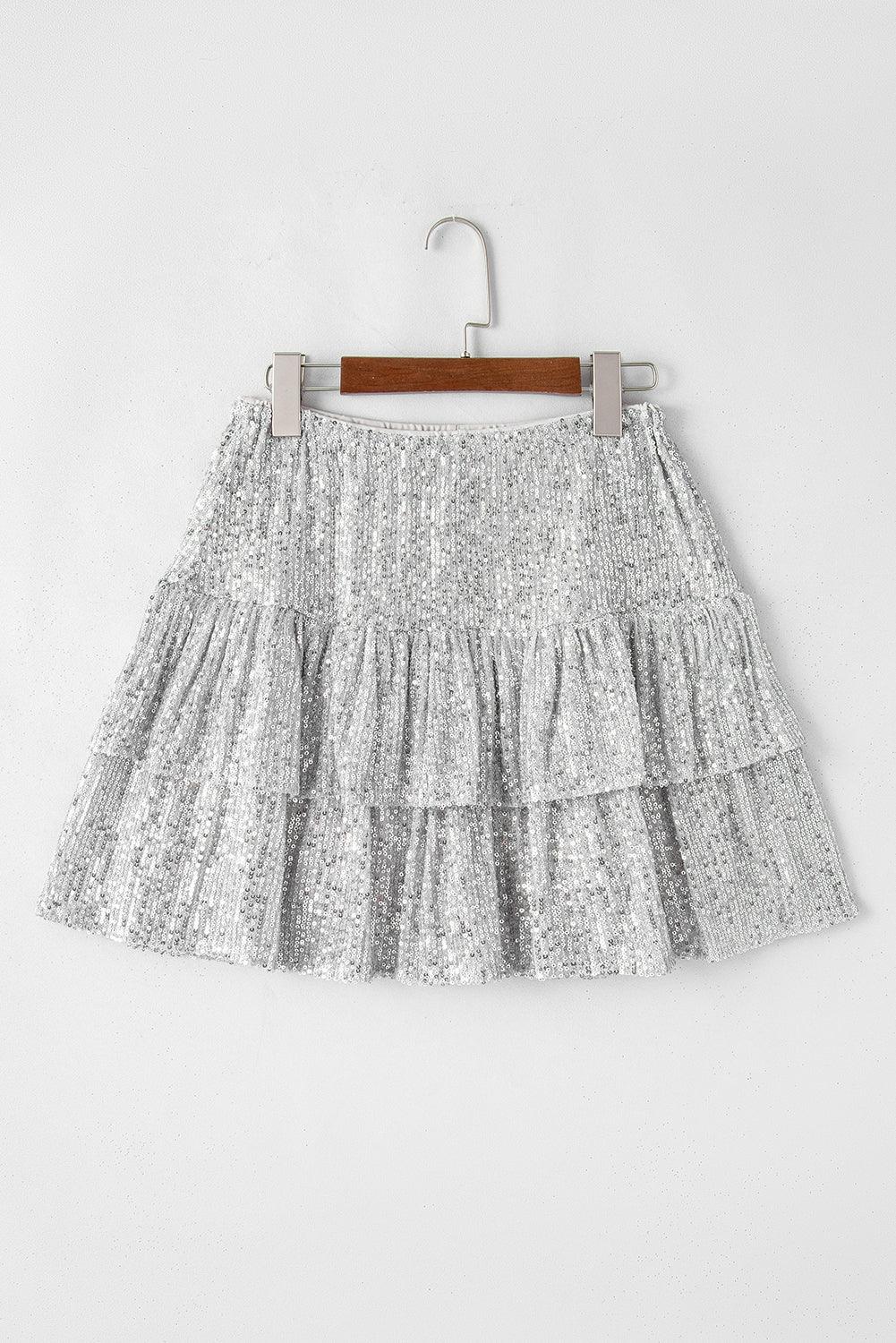 Pailletten Gelaagde Ruffles Minirok - Skirts & Petticoat - Jurkjes.co