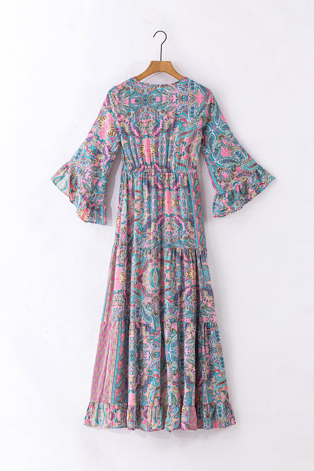 Paisley Maxi Jurk met Ruches Trim - Maxi Dresses - Jurkjes.co