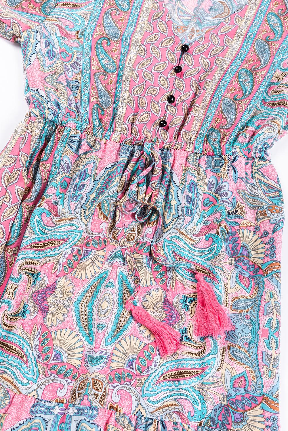 Paisley Maxi Jurk met Ruches Trim - Maxi Dresses - Jurkjes.co