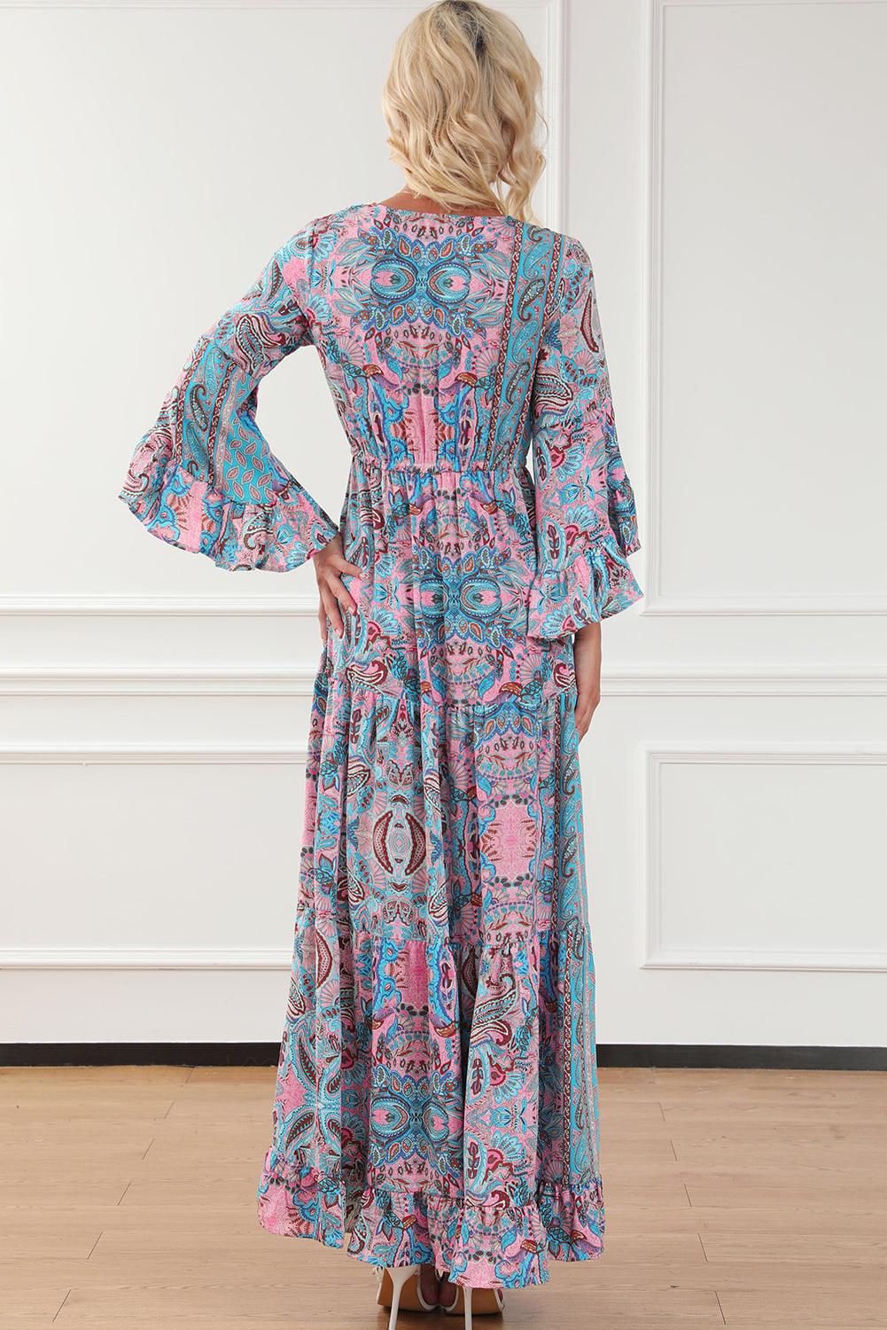 Paisley Maxi Jurk met Ruches Trim - Maxi Dresses - Jurkjes.co