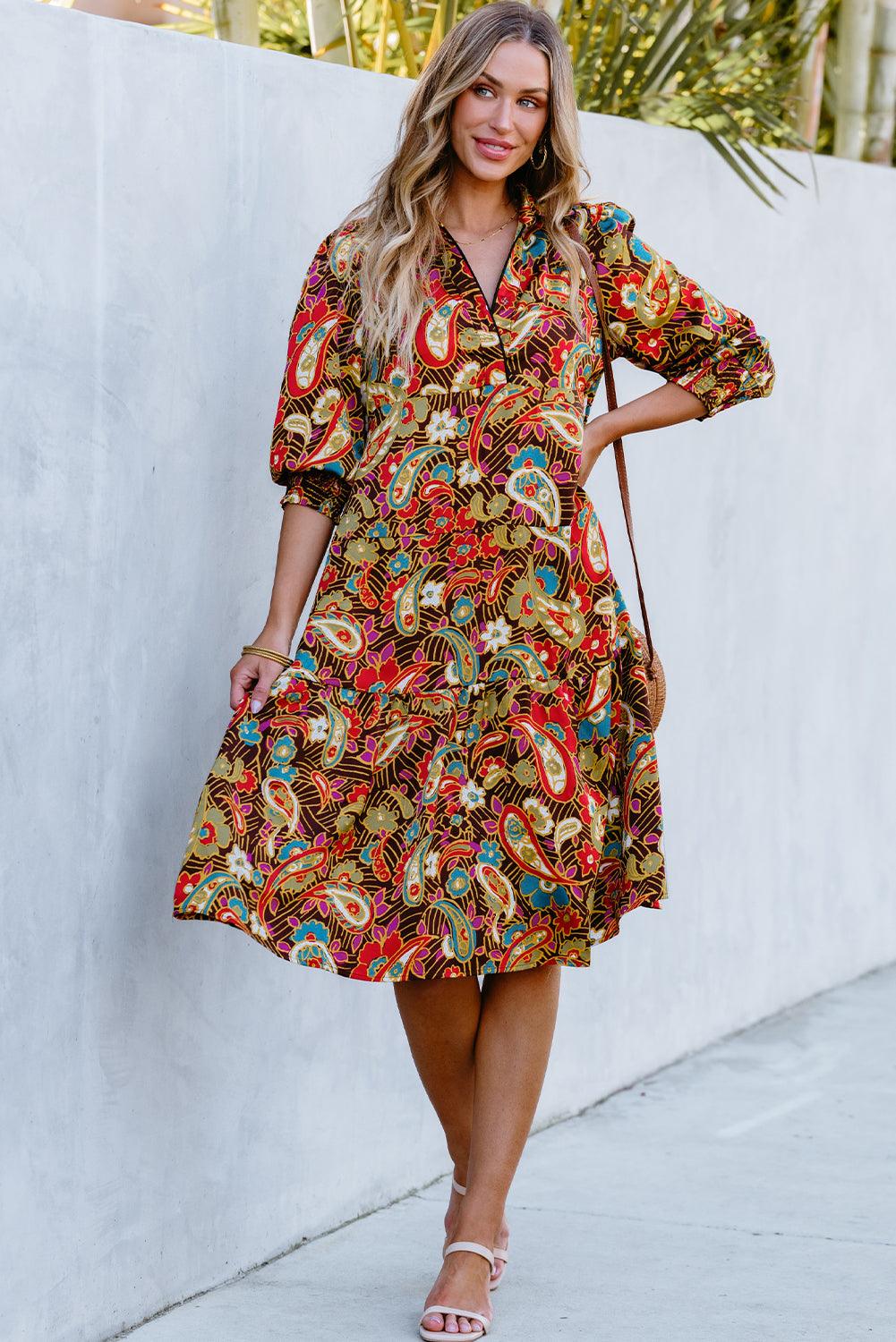 Paisley Print Midi Jurk - Midi Dresses - Jurkjes.co