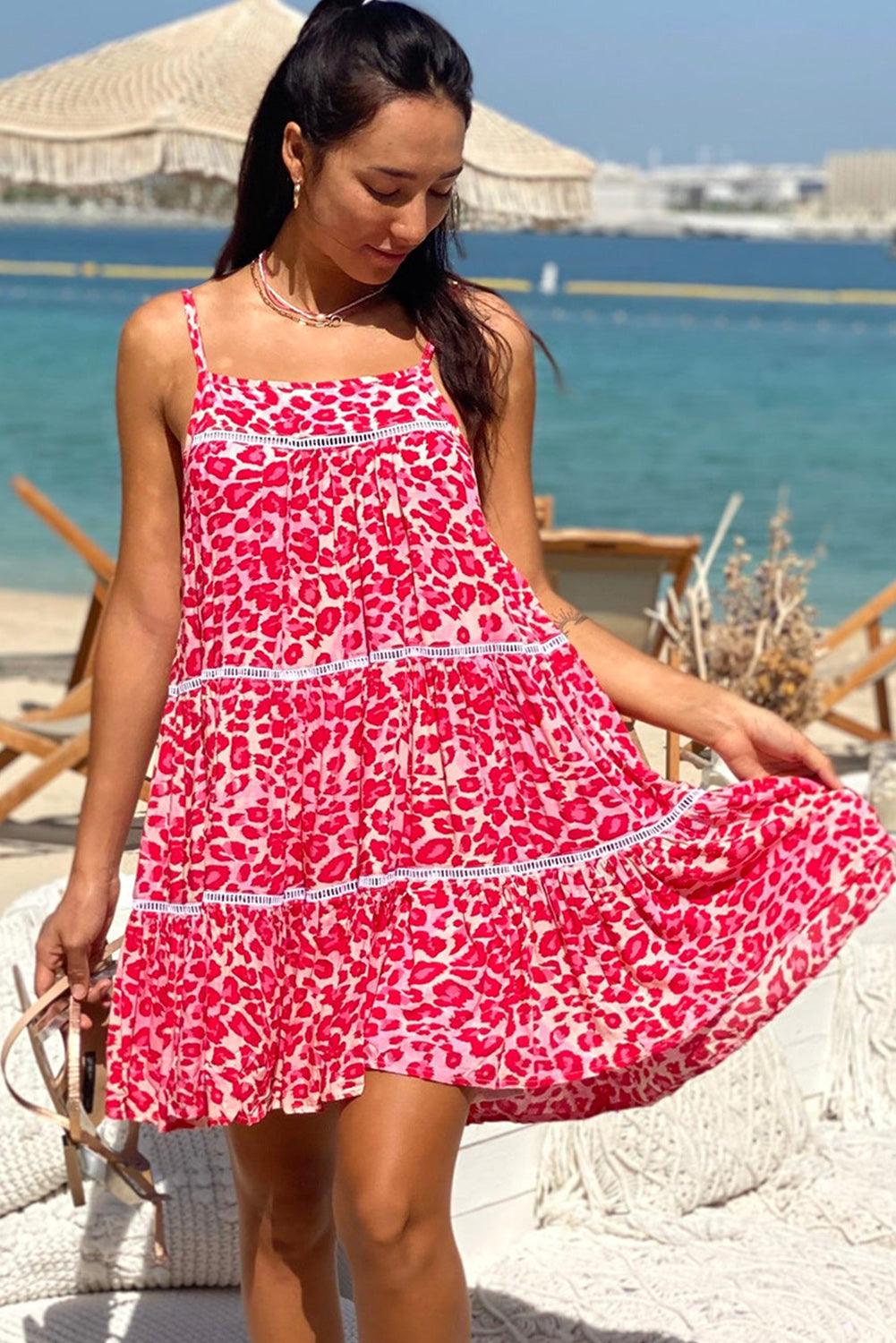 Panter Sundress met Kantafwerking - Mini Dresses - Jurkjes.co