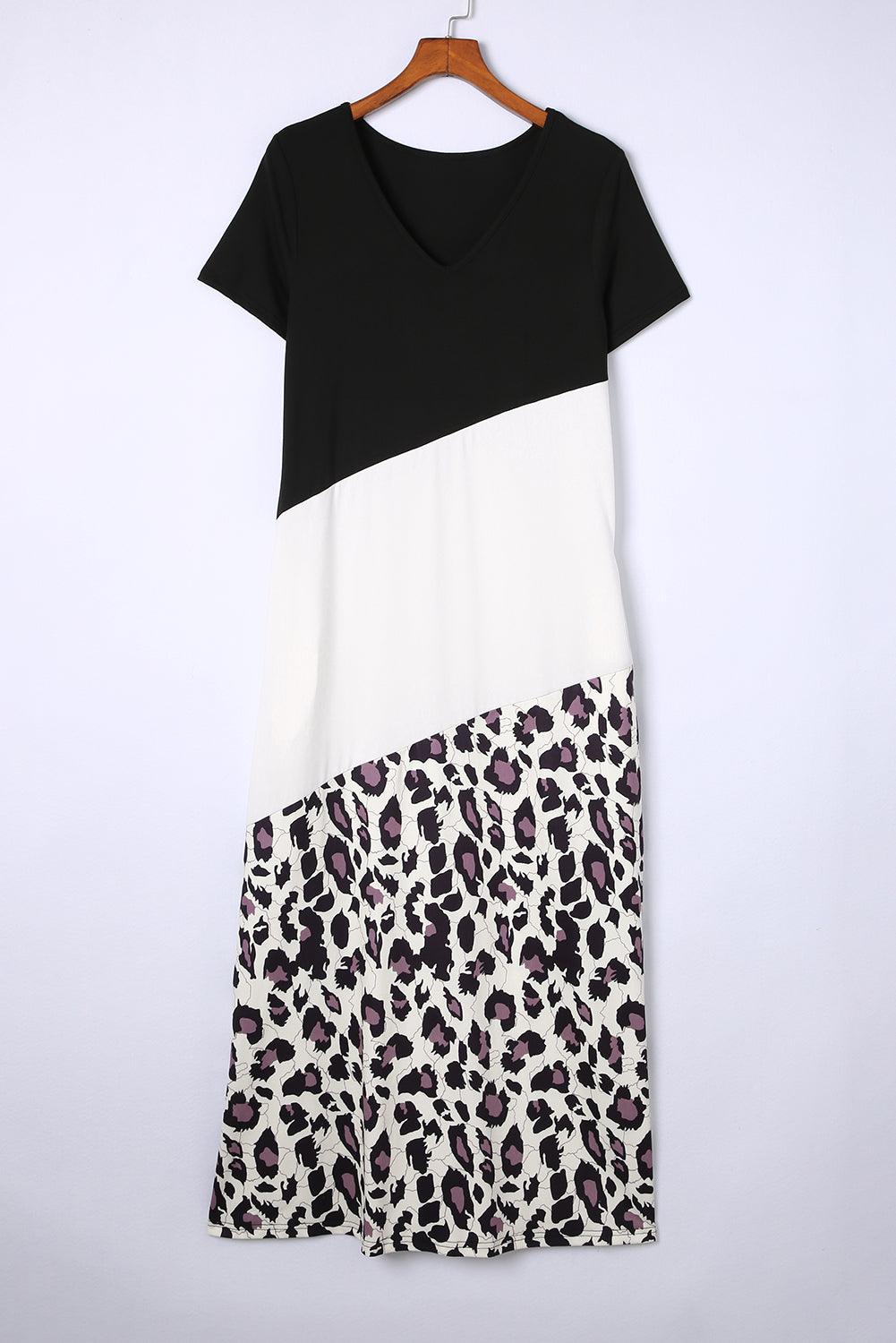 Panterprint Maxi T-shirtjurk met Split - T Shirt Dresses - Jurkjes.co