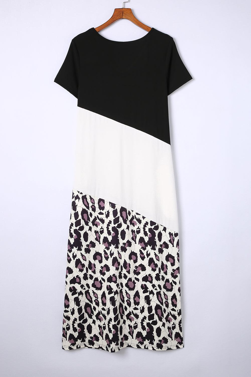 Panterprint Maxi T-shirtjurk met Split - T Shirt Dresses - Jurkjes.co