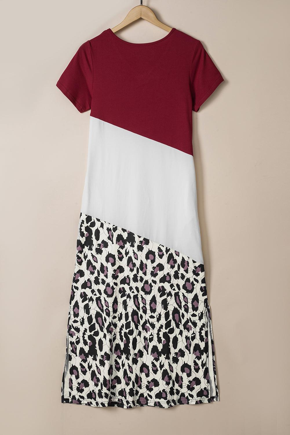 Panterprint Maxi T-shirtjurk met Split - T Shirt Dresses - Jurkjes.co