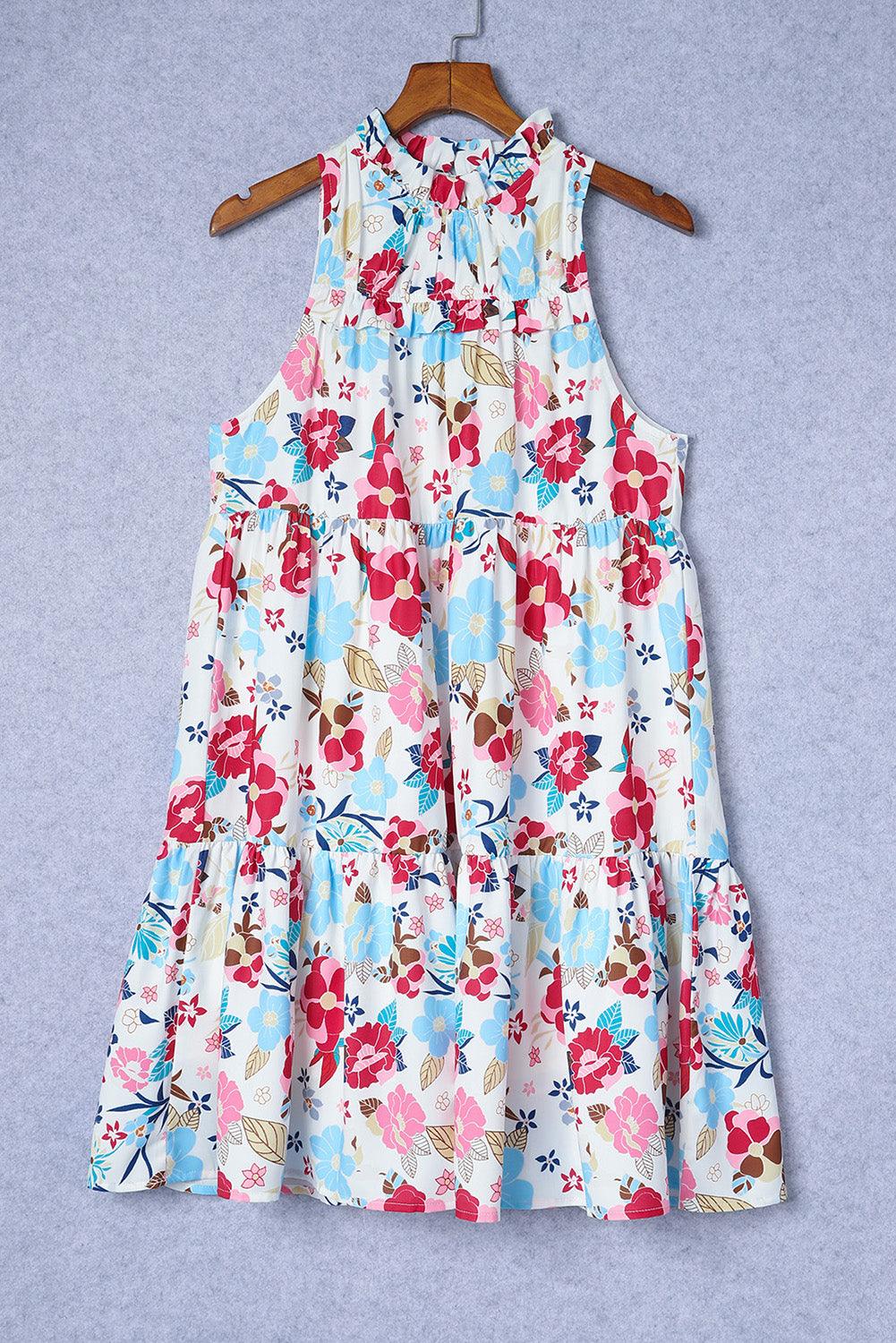 Romantische Bloemenjurk met Halsvolant - Floral Dresses - Jurkjes.co