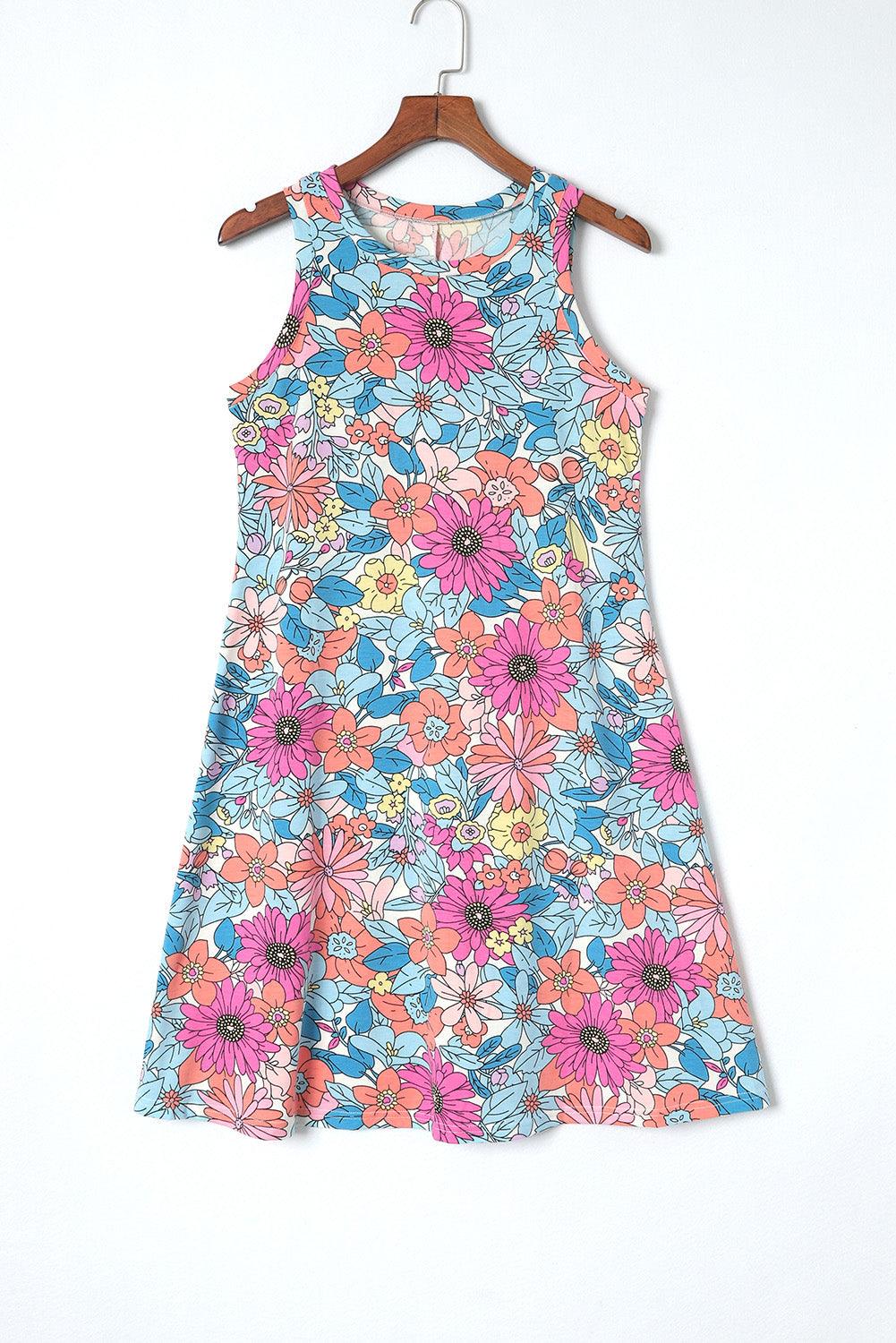 Ronde Hals Mouwloze Bloemenjurk - Floral Dresses - Jurkjes.co