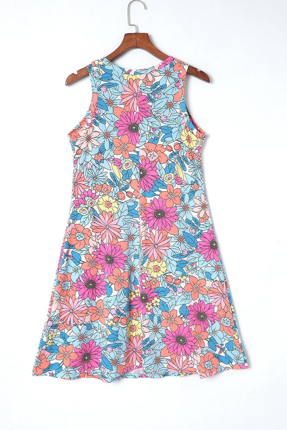 Ronde Hals Mouwloze Bloemenjurk - Floral Dresses - Jurkjes.co