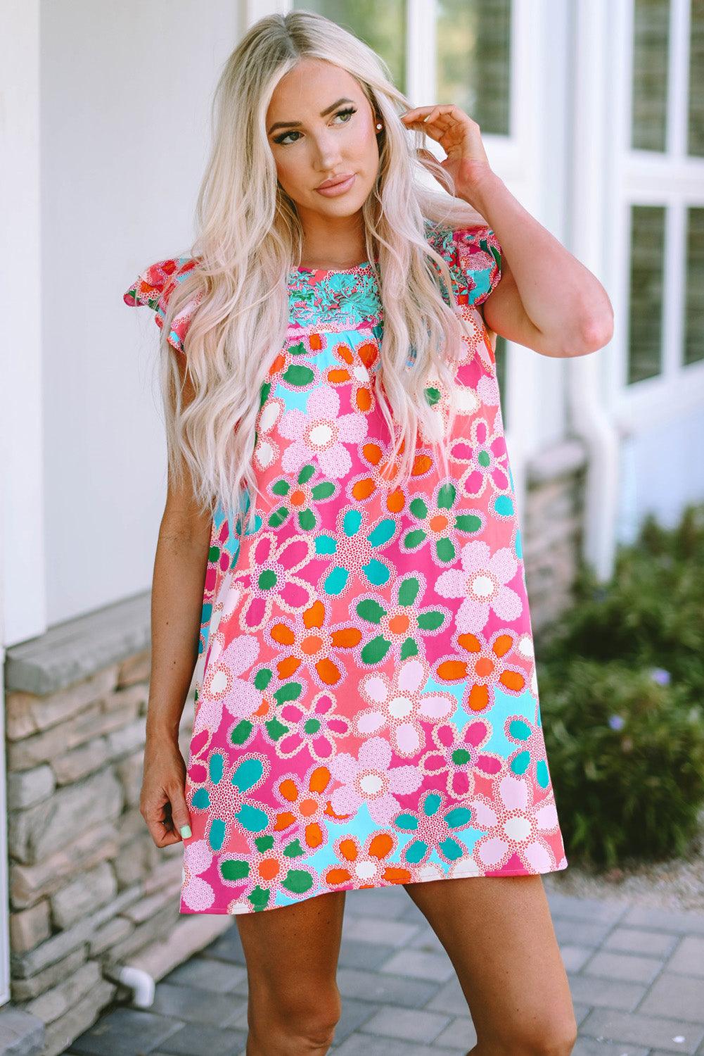 Ruche Babydoll Jurk met Bloemenprint - Floral Dresses - Jurkjes.co