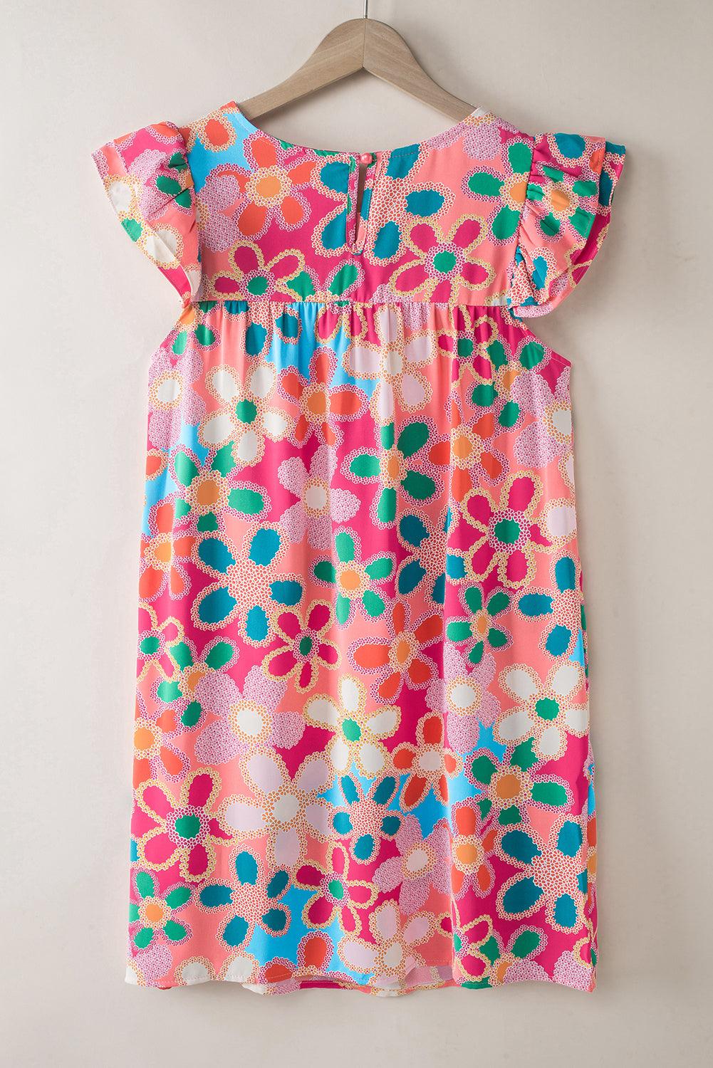 Ruche Babydoll Jurk met Bloemenprint - Floral Dresses - Jurkjes.co