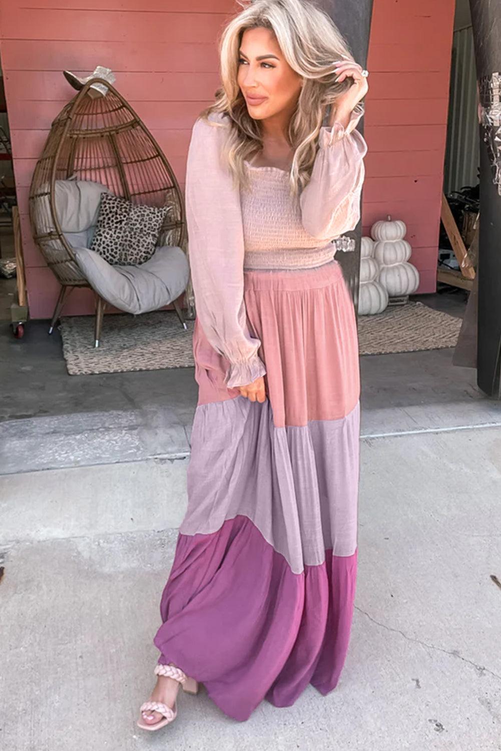 Smock Maxi-Jurk met Gelaagde Mouwen - Maxi Dresses - Jurkjes.co