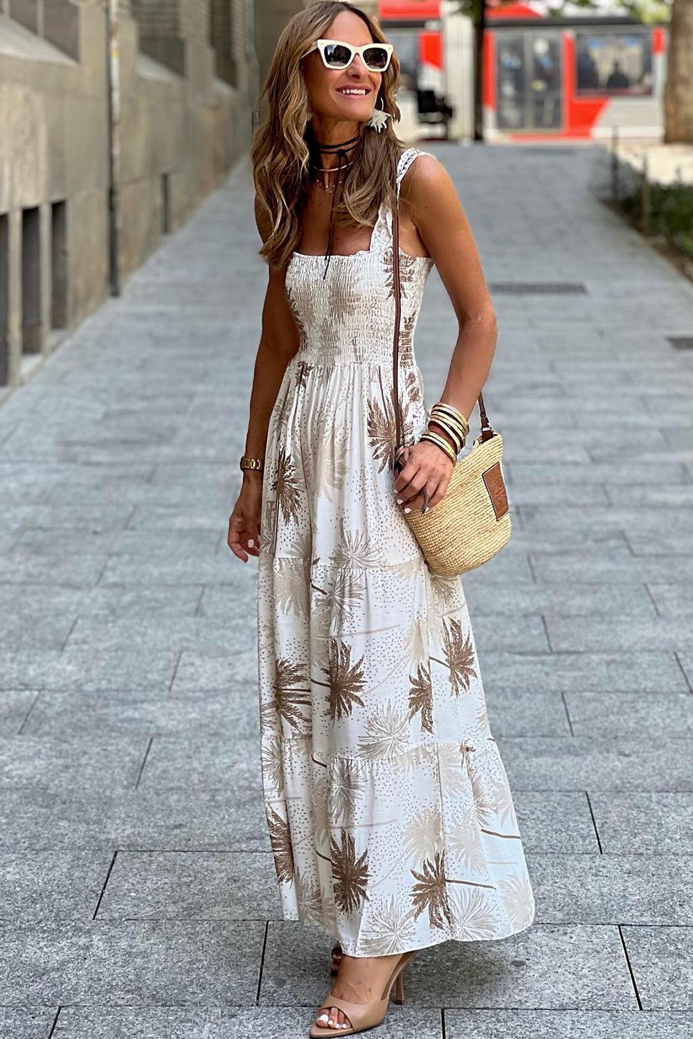 Tropische Print Maxi-Jurk met Ruches - Maxi Dresses - Jurkjes.co