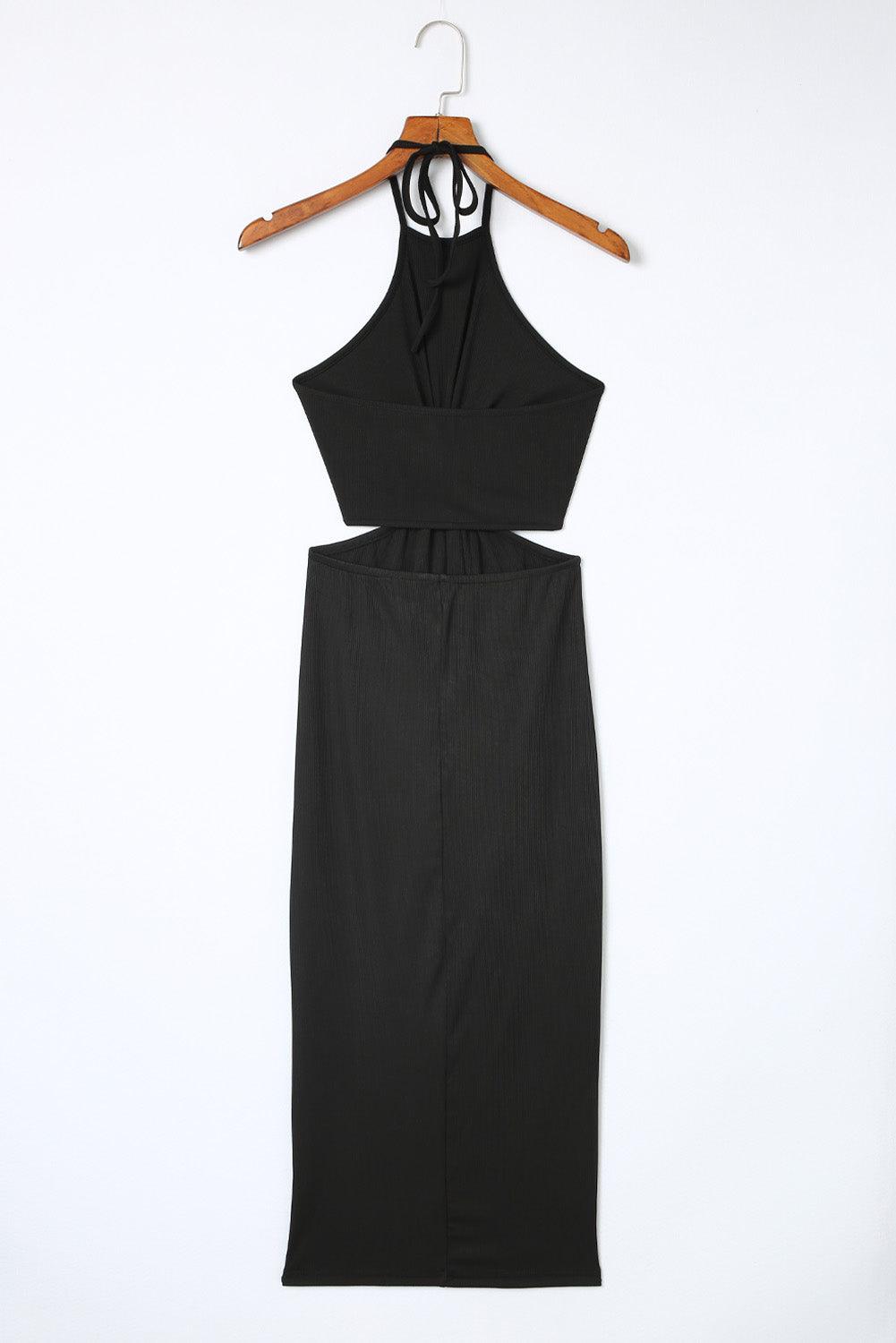 Uitgesneden Twist Halter Midi Jurk - Midi Dresses - Jurkjes.co