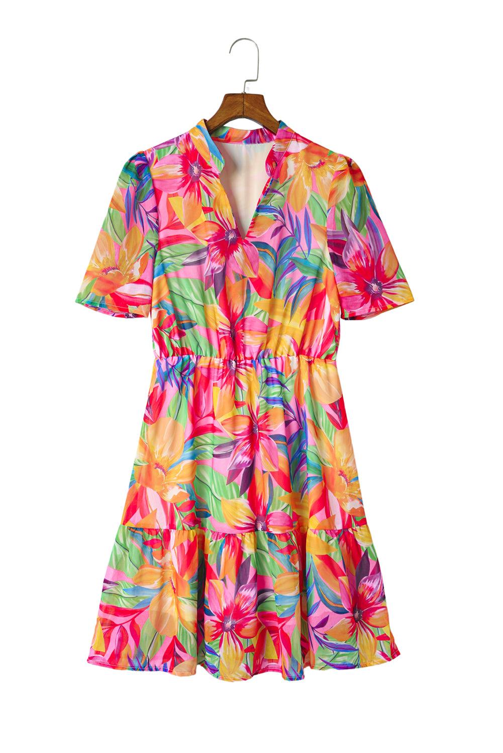 Zomerse Jurk met Bloemenprint en V-hals - Floral Dresses - Jurkjes.co