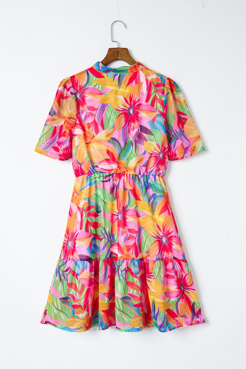 Zomerse Jurk met Bloemenprint en V-hals - Floral Dresses - Jurkjes.co